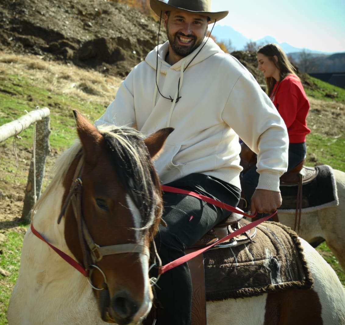 Happy rider on a horse
